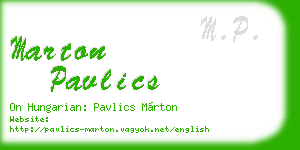 marton pavlics business card
